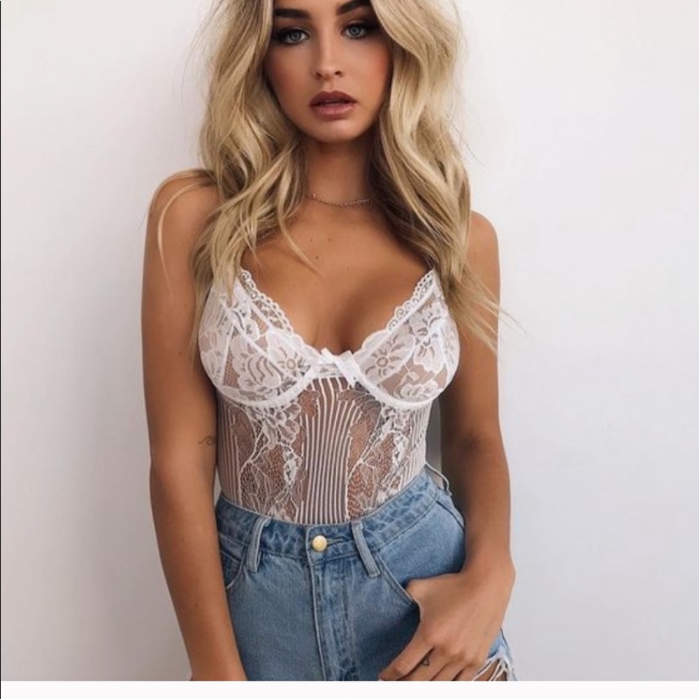 White lace bodysuit